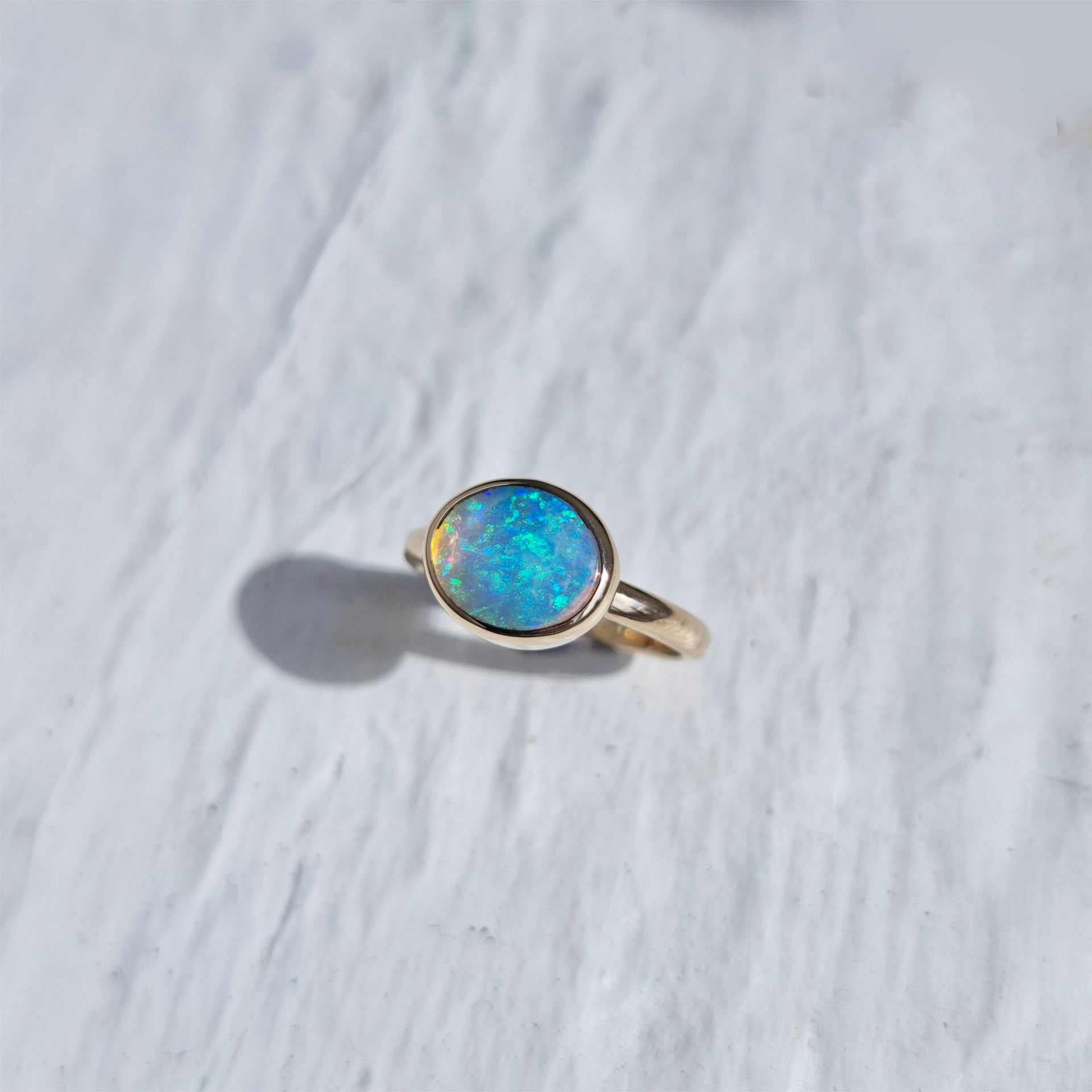Horizon-Set Crystal Opal Ring