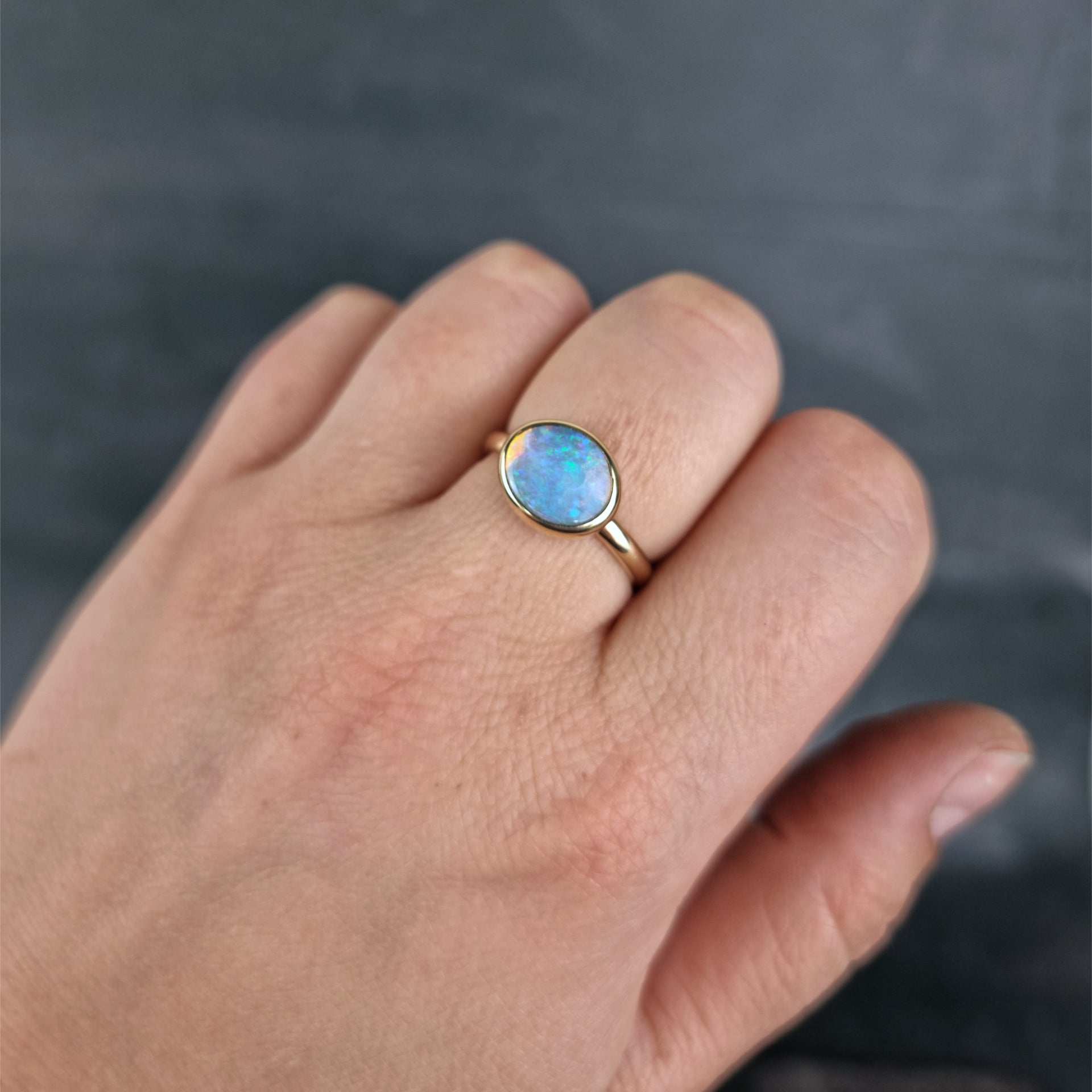 Horizon-Set Crystal Opal Ring