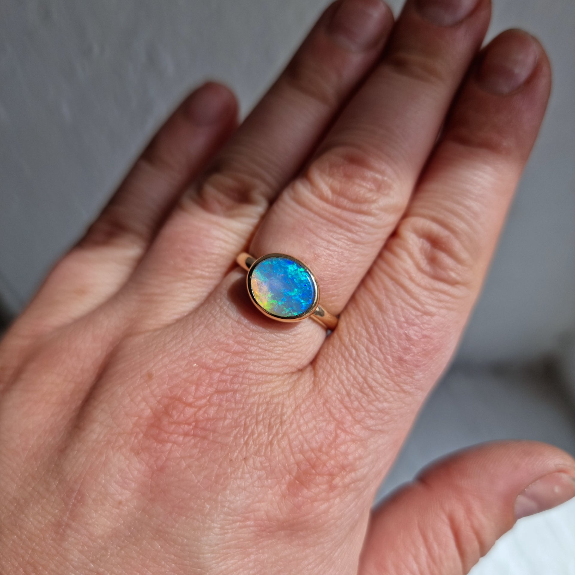 Horizon-Set Crystal Opal Ring
