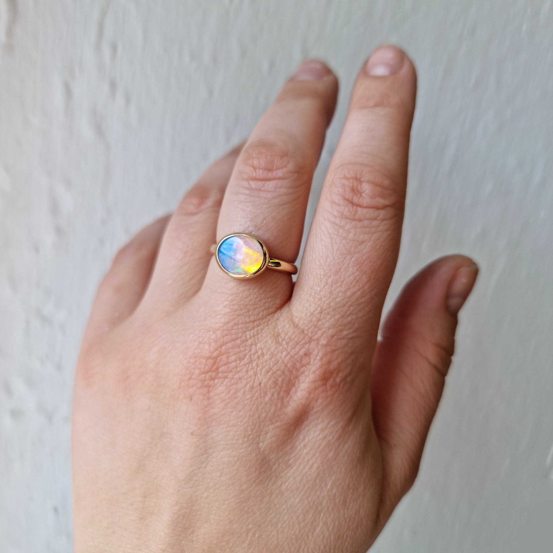 Horizon-Set Crystal Opal Ring