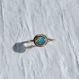 Dark Opal Gold Halo Ring