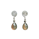 Labradorite Spiral Earrings