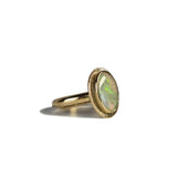 Large Australian Opal set in a gold ring.