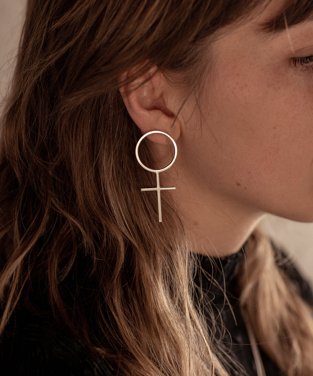 Emily Eliza Arlotte Handcrafted Fine Jewellery - Handmade Australian Tasmanian Jewelry Ethically Made Sustainable Recycled Sterling Silver Charm Art Deco Venus Symbol Symbolic Feminine Feminist Feminism Femme Power Contemporary Statement Unique Trendy Modern Earrings Studs Boho Bohemian Gypsy Witchy Alternative Style Festival Fashion Cassie Sullivan Photography Editorial 