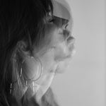 Emily Eliza Arlotte Handcrafted Fine Jewellery - Editorial Photoshoot Cassie Sullivan Photography Model Double Exposure Sterling Silver Venus Symbol Large Oversized Hoop Earrings Feminine Feminism Feminist Female Femme Boho Bohemian Witchy Style Fashion