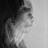 Emily Eliza Arlotte Handcrafted Fine Jewellery - Editorial Photoshoot Cassie Sullivan Photography Model Double Exposure Sterling Silver Venus Symbol Large Oversized Hoop Earrings Feminine Feminism Feminist Female Femme Boho Bohemian Witchy Style Fashion