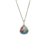 Emily Eliza Arlotte Handcrafted Fine Jewellery - Handmade 9 ct Gold Large Teardrop Opal Doublet Coober Pedy South Australia Orange Blue Green Purple Flashes 14ct Sold Gold Chain Contemporary Design Made in Tasmania 