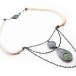 Emily Eliza Arlotte Handcrafted fine Jewellery - Eventide Necklace Neckpiece Contemporary Handmade Wallaby Bones Tasmanian Buttongrass Jade Sterling Silver Natural Wearable Art Witchy Boho Tribal 