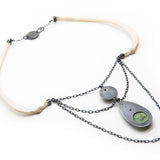Emily Eliza Arlotte Handcrafted fine Jewellery - Eventide Necklace Neckpiece Contemporary Handmade Wallaby Bones Tasmanian Buttongrass Jade Sterling Silver Natural Wearable Art Witchy Boho Tribal 