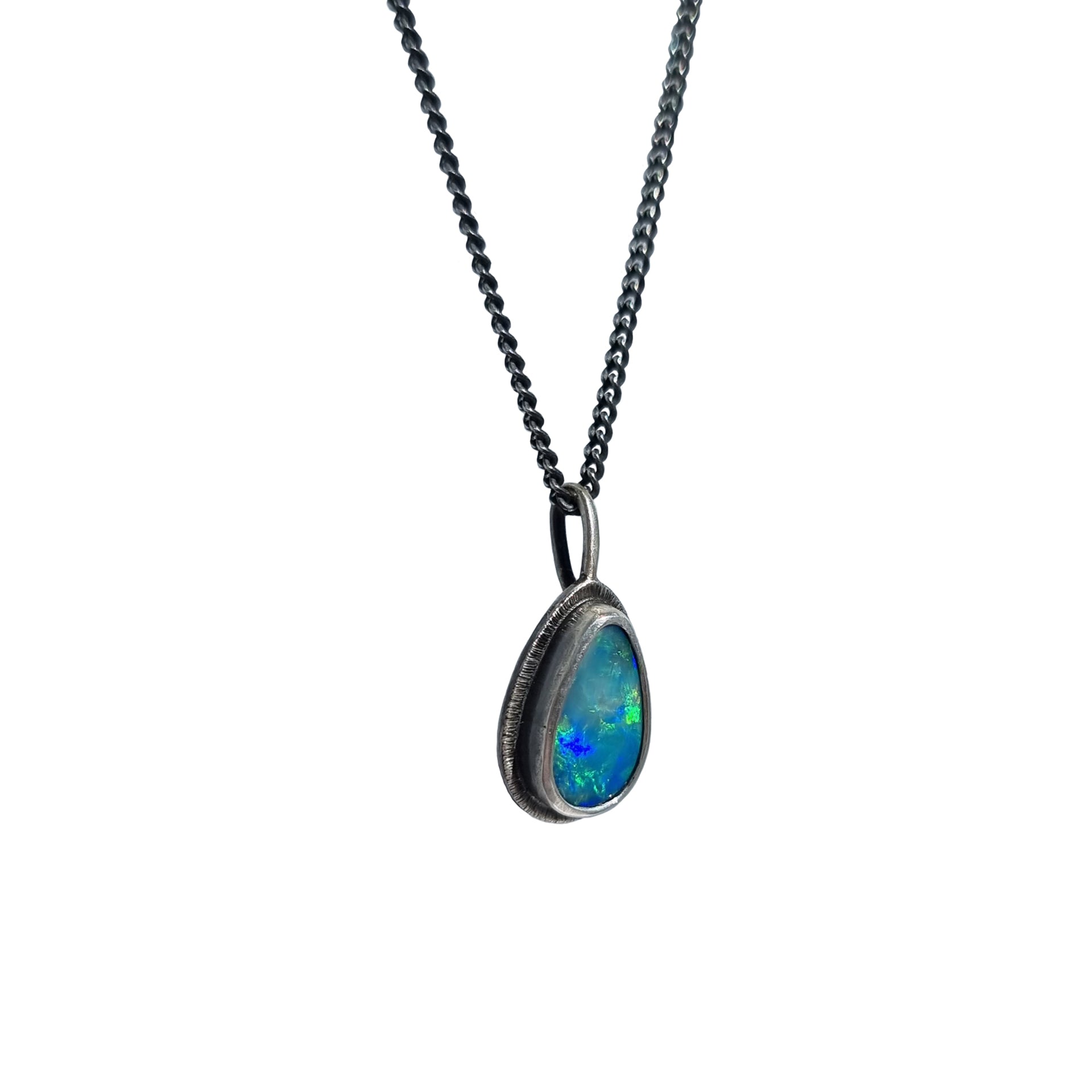 Oxidised Opal Doublet Necklace