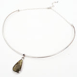 Emily Eliza Arlotte handcrafted Fine Jewellery - Contemporary Meteorite Pendant Necklace Choker Sterling Silver Black Spinel Tasmanian