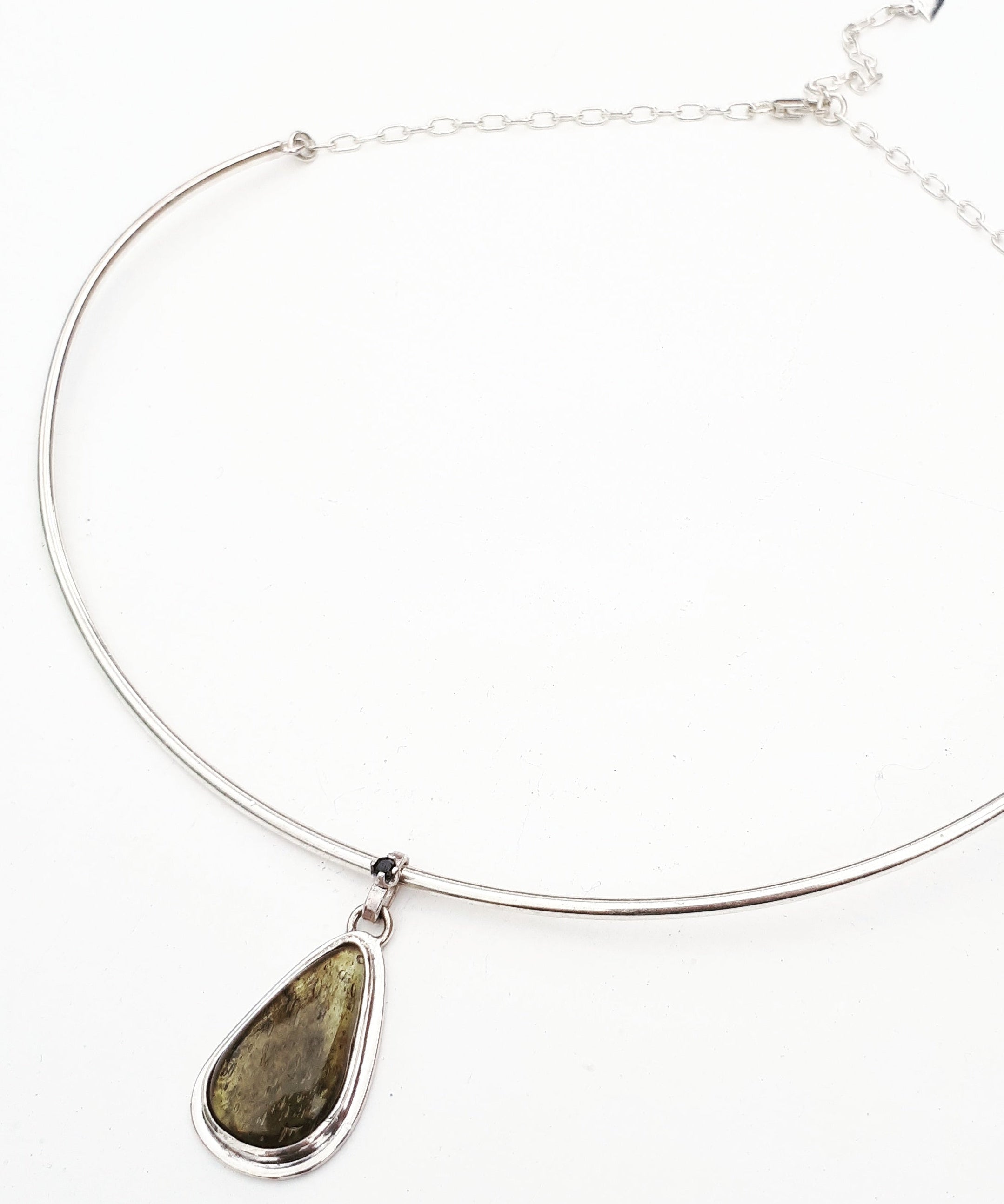 Emily Eliza Arlotte handcrafted Fine Jewellery - Contemporary Meteorite Pendant Necklace Choker Sterling Silver Black Spinel Tasmanian
