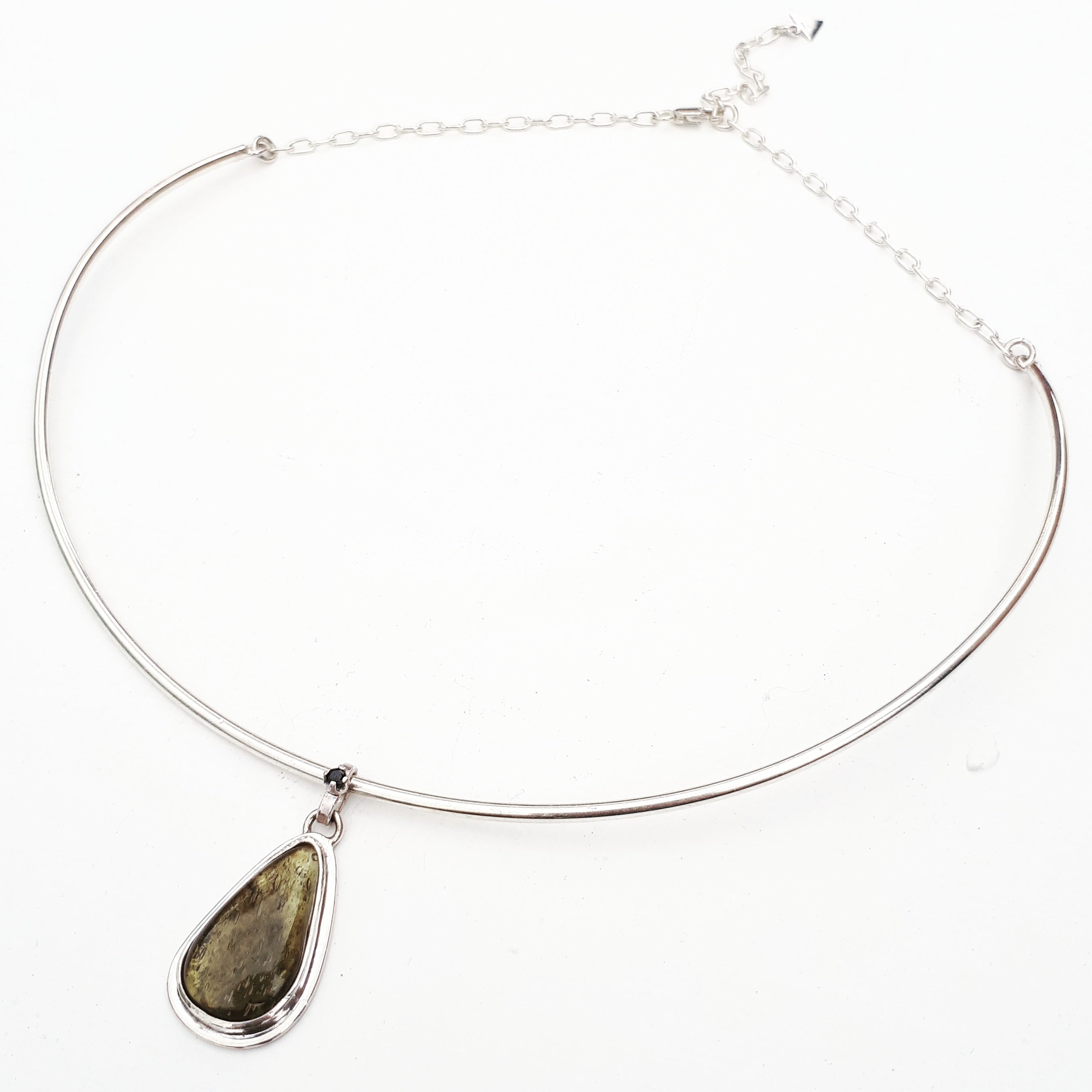 Emily Eliza Arlotte handcrafted Fine Jewellery - Contemporary Meteorite Pendant Necklace Choker Sterling Silver Black Spinel Tasmanian