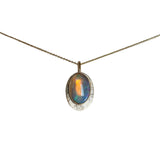 Solid Crystal Opal + Gold Halo Necklace