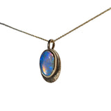 Solid Crystal Opal + Gold Halo Necklace