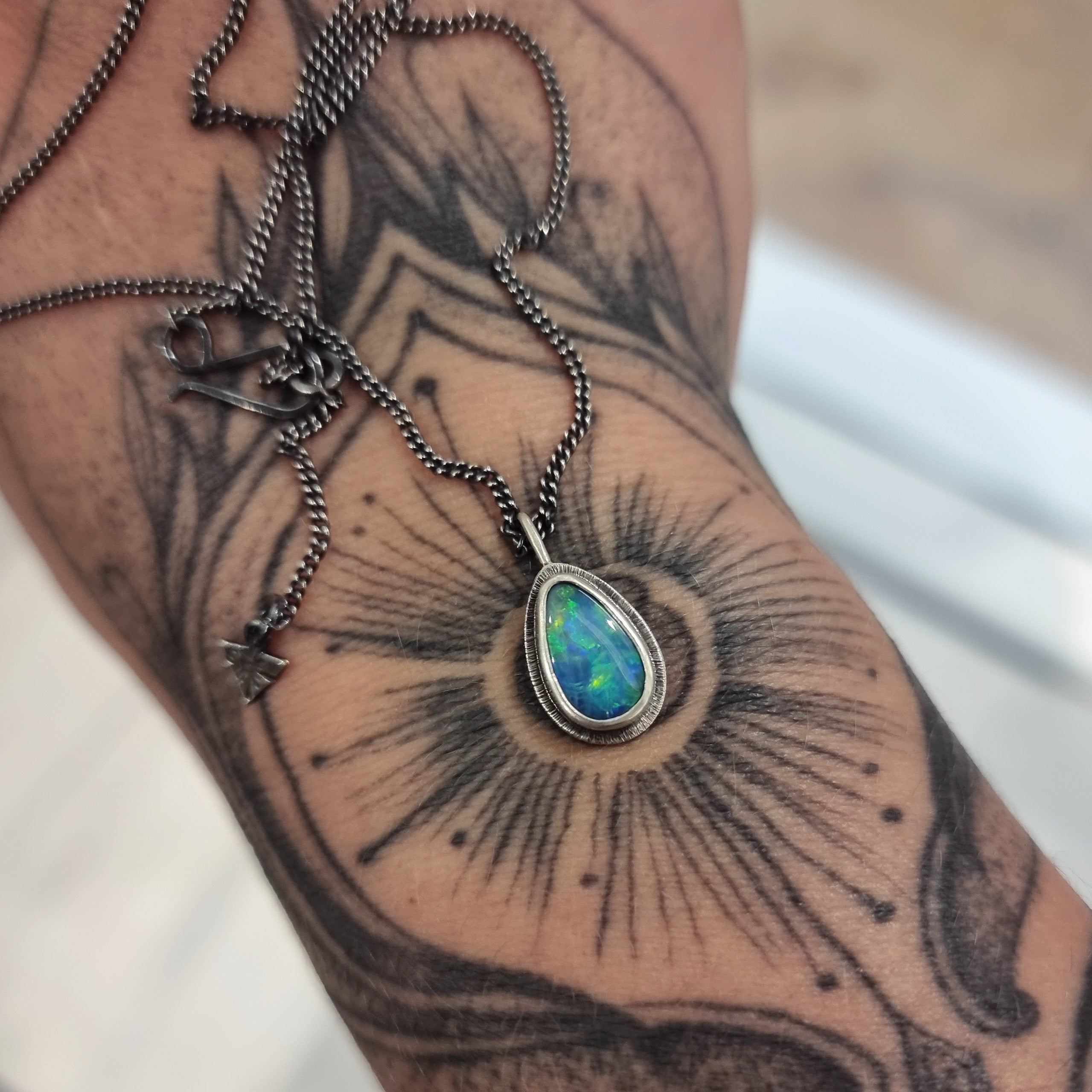 Oxidised Opal Doublet Necklace